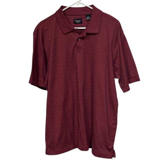 Haggar Large Collared Mens Polo Shirt Office Career Red Basic Short Sleeve Dad - Picture 5 of 7